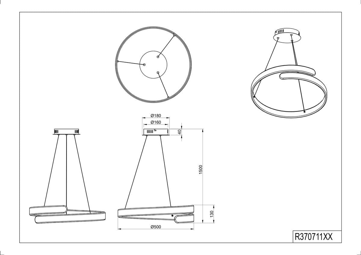 Biała lampa wisząca Parma LED o okrągłej formie, średnica 50 cm. Zawieszona na dwóch cienkich linkach, z prostą, minimalistyczną konstrukcją. Wymiary: wysokość 150 cm, grubość 3 cm. Idealna do nowoczesnych wnętrz.