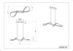 Perugia LED lampa wisząca 1-punktowa w kolorze białym, z charakterystycznym, falistym kształtem. Ujęcie z boku, z detalami wymiarów: długość 810 mm, wysokość 1500 mm. Elementy montażowe widoczne na górze.