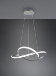 Lampa wisząca Course LED 4000K w kolorze niklowym, z dwoma okrągłymi, białymi pierścieniami o nowoczesnym kształcie, zawieszona na cienkich linkach. Produkt widoczny na szarym tle, w pozycji wiszącej.
