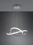 Lampa wisząca Course LED 4000K w kolorze niklu, z oprawą w kształcie splątanych pierścieni. Zawieszona na dwóch cienkich linkach, z widocznym okrągłym mocowaniem sufitowym. Kolor światła neutralny, z nowoczesnym designem.