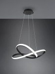 Czarna lampa wisząca Course LED 4000K w kształcie podwójnej pętli, zawieszona na cienkich linkach. Elementy świetlne w kolorze białym, zamontowane na okrągłej podstawie. Minimalistyczny design, idealna do nowoczesnych wnętrz.