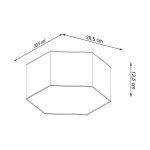 Plafon Sunde H13 w kolorze czarnym, dwupunktowy. Kształt sześcianu, wymiary: 30,5 cm x 26,5 cm, wysokość 13,5 cm. Prosty design, idealny do nowoczesnych wnętrz, montowany na suficie.