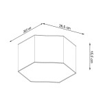 Plafon Sunde H15 w kolorze czarnym, 2-punktowy. Kształt heksagonalny, wymiary: 30,5 cm x 26,5 cm, wysokość 15,5 cm. Prosty design, montowany na suficie, idealny do nowoczesnych wnętrz.