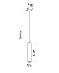 Lagos lampa wisząca 1-punktowa w kolorze białym, o cylindrycznym kształcie. Wysokość 100 cm, średnica 6 cm. Zawieszona na cienkim przewodzie, z kwadratowym mocowaniem o wymiarach 8 cm. Idealna do nowoczesnych wnętrz.