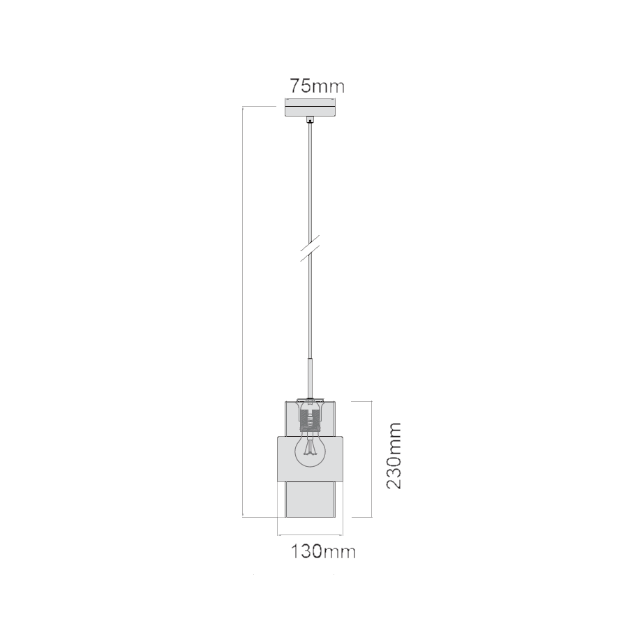 Lampa wisząca Miele D13, jednopunktowa, w kolorze czarnym i złotym. Prosta konstrukcja, kwadratowy klosz o wymiarach 130 mm x 230 mm, z metalowym elementem zawieszającym o długości 75 mm. Idealna do nowoczesnych wnętrz.