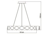 Lampa wisząca Reus LP-8069/1P LED w kolorze złotym, o średnicy 61 cm i wysokości 100 cm. Posiada dekoracyjny, diamentowy wzór oraz cienkie zawieszenie. Idealna do nowoczesnych wnętrz, montowana sufitowo.