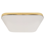 Plafon Nemo LED D33 z płaską, białą osłoną w złotej ramie. Kąt ujęcia z góry, ukazujący minimalistyczny design. Produkt o mocy 17W i temperaturze barwowej 4000K, przeznaczony do użytku wewnętrznego, odporny na wilgoć (IP44).