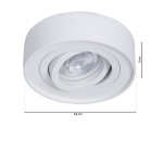 Oprawa do zabudowy Nusa Round w kolorze białym, okrągła, z wbudowanym źródłem światła. Wymiary: średnica 9,6 cm, wysokość 5 cm. Zbliżenie na detal, ukazujący lekko teksturowaną powierzchnię i przezroczystą soczewkę.