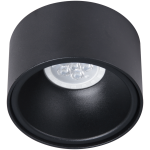 Czarna, okrągła oprawa do zabudowy Bali Round z jednopunktowym oświetleniem LED. Ujęcie z góry, ukazujące gładką, matową powierzchnię oraz wnętrze z diodami. Idealna do nowoczesnych aranżacji wnętrz.