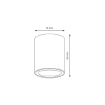 Bima Round lampa sufitowa 1-punktowa w kolorze białym, cylindryczny kształt o średnicy 79 mm i wysokości 110 mm. Zbliżenie na górną część lampy, z widoczną wąską oprawą i prostym wzornictwem, idealna do nowoczesnych wnętrz.