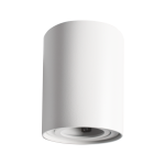 Bima Round lampa sufitowa 1-punktowa w kolorze białym, cylindryczny kształt, matowa powierzchnia. Ujęcie z dołu, montowana na suficie, widoczny gwint na żarówkę.