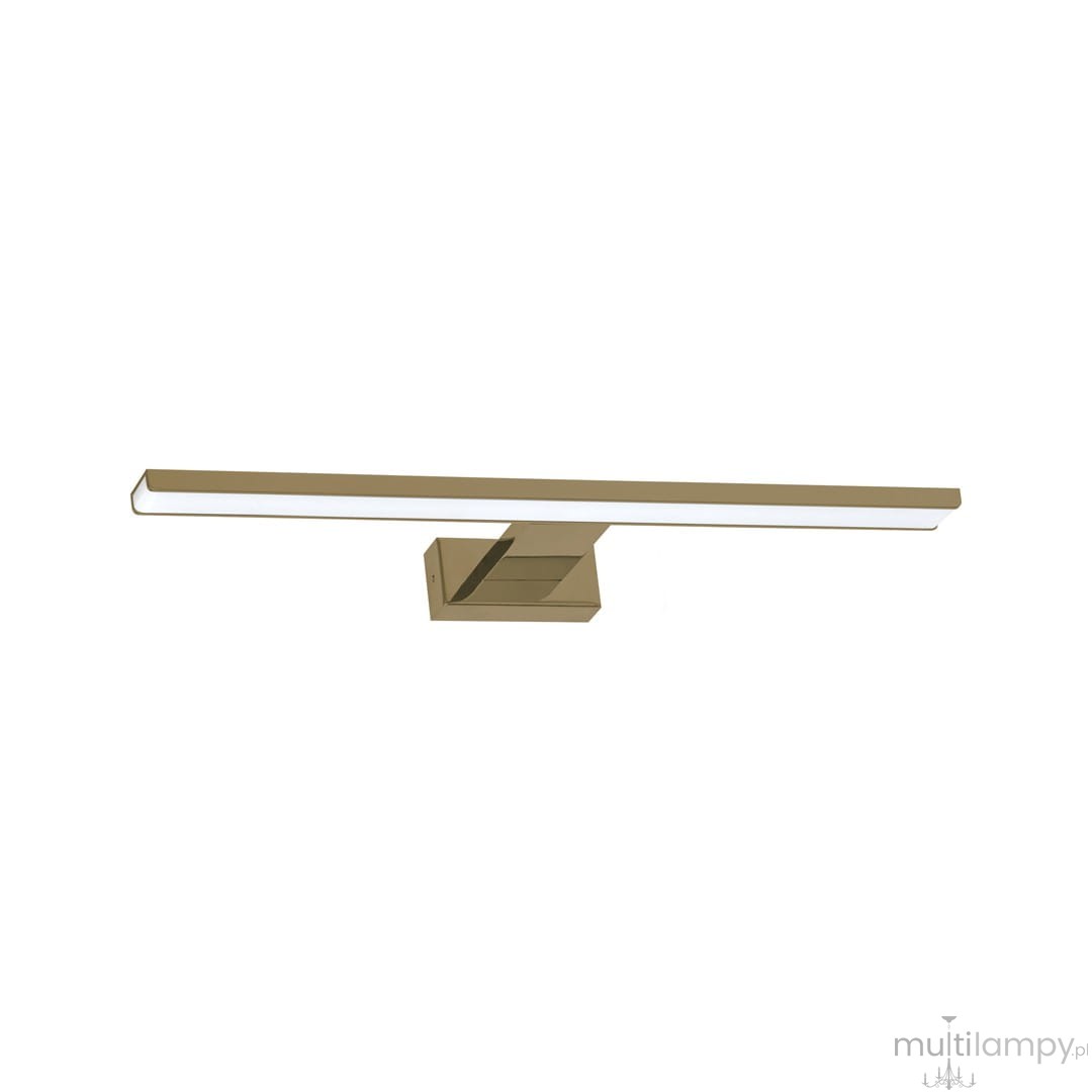 Kinkiet Shine LED IP44 w kolorze mosiądzu, o długości 60 cm i mocy 13,8W. Prosty, prostokątny kształt z białym źródłem światła, montowany na ścianie. Jasne, minimalistyczne wykończenie, idealne do nowoczesnych wnętrz.