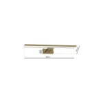 Kinkiet LED Shine IP44 w kolorze mosiądzu, o długości 60 cm i wysokości 4 cm. Posiada prostokątną podstawę. Widok z boku, pokazujący wymiary 60 cm x 4 cm x 11,5 cm. Idealny do użytku wewnętrznego i zewnętrznego.