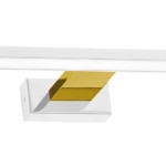 Kinkiet Shine LED IP44 w kolorze białym i złotym, z prostokątną, błyszczącą obudową oraz dekoracyjnym złotym akcentem. Ujęcie frontalne, produkt wiszący, idealny do nowoczesnych wnętrz.