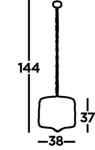 Lampa wisząca Bijou 3-punktowa w kolorze chromu. Prosta, kwadratowa podsufitka, długość całkowita wynosi 144 cm, z zawieszeniem długości 37 cm i szerokości 38 cm. Idealna do nowoczesnych wnętrz.