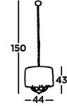 Lampa wisząca Bijou 5-punktowa w chromowanej obudowie. Wysokość całkowita 150 cm, średnica 44 cm. Prosty, nowoczesny kształt z pięcioma miejscami na żarówki, idealna do różnych wnętrz.