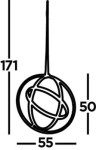 Lampa wisząca Rings LED 3-punktowa w chromowanym wykończeniu. Kształt okrągły z trzema pierścieniami, wymiary: wysokość całkowita 171 cm, średnica pierścienia 55 cm, grubość 50 cm. Zawieszenie pojedyncze.