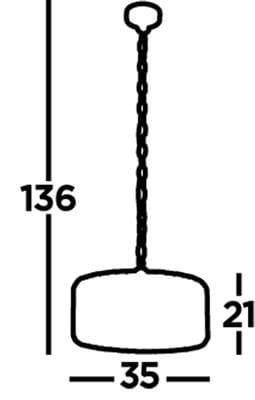 Lampa wisząca Chapeau 3-punktowa w kolorze chromu. Kształt okrągły, z łańcuchem o długości 136 cm. Podstawa o średnicy 35 cm i wysokości 21 cm. Prosty, nowoczesny design.