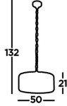 Lampa wisząca Chapeau 5-punktowa w kolorze chromu. Okrągła podstawa o średnicy 50 cm, wysokość całkowita 132 cm, zawieszenie na łańcuchu. Prosty, minimalistyczny design.