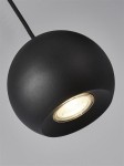 Lampa wisząca Eindhoven 4-punktowa w czarnym kolorze. Okrągła, matowa obudowa z widocznym źródłem światła w środku. Zawieszona na czarnym przewodzie. Idealna do nowoczesnych wnętrz.