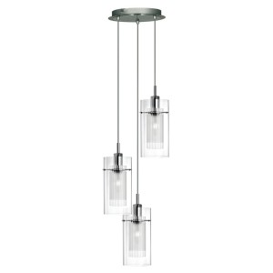 Duo I lampa wisząca 3-punktowa srebrna satyna/przeźroczysta 2300-3