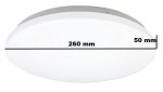 Plafon Erik LED D25 w kolorze białym, o średnicy 260 mm i wysokości 50 mm, z klasą ochrony IP44. Oferuje neutralne światło o temperaturze 4000K, idealny do użytku w łazienkach i innych wilgotnych pomieszczeniach.