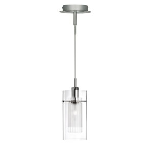 Duo I lampa wisząca 1-punktowa srebrna satyna/przeźroczysta 2301