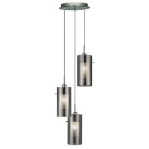 Duo 2 lampa wisząca 3-punktowa srebrna satyna/przydymiona 2300-3SM