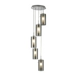 Duo 2 lampa wisząca 5-punktowa srebrna satyna/przydymiona 2305-5SM