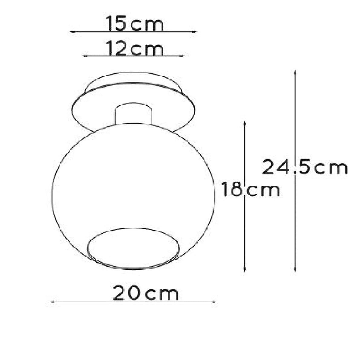 Marius lampa sufitowa 1-punktowa w kolorze złotym, o okrągłej, gładkiej formie. Wymiary: średnica 20 cm, wysokość 24,5 cm. Uchwyt montażowy o średnicy 12 cm, odległość od sufitu do dolnej krawędzi 18 cm.