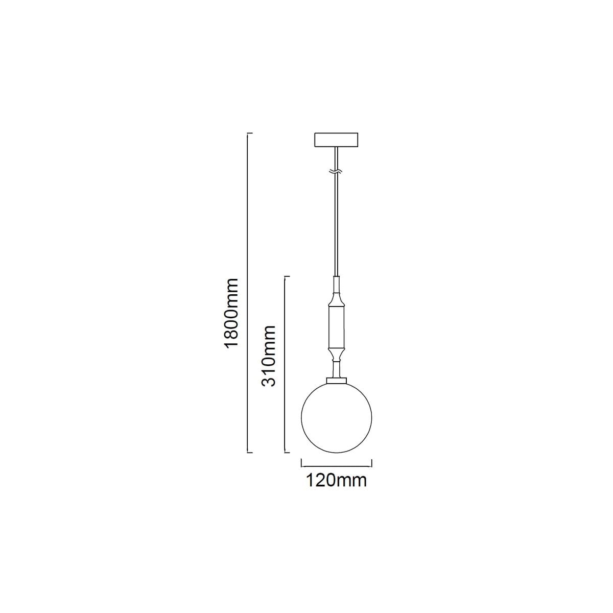 Lampa wisząca Ero I Gold A, 1-punktowa, o okrągłej, przezroczystej kloszu o średnicy 120 mm. Długość zwisu wynosi 1800 mm, a wysokość mocowania to 310 mm. Prosta konstrukcja, idealna do nowoczesnych wnętrz.