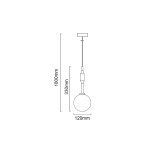 Lampa wisząca Ero I Gold B, 1-punktowa, z okrągłym kloszem o średnicy 120 mm, długości 1800 mm i wysokości 330 mm. Metalowe mocowanie w złotym kolorze, minimalistyczny design, idealna do nowoczesnych wnętrz.