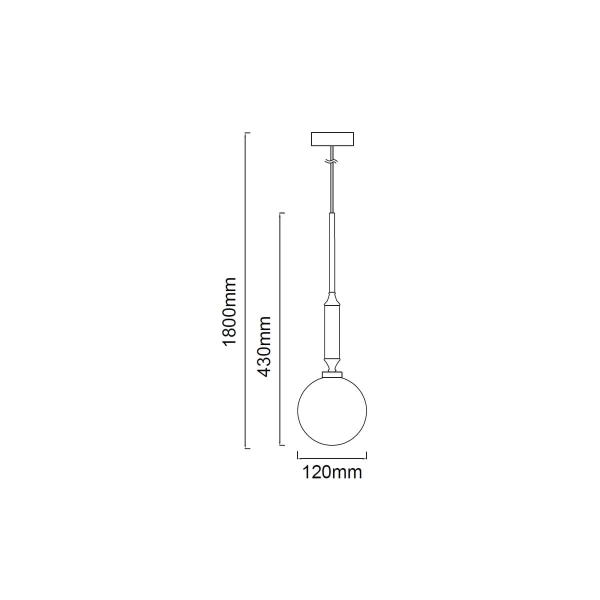 Lampa wisząca Ero I Nero C, 1-punktowa, z okrągłym kloszem o średnicy 120 mm, zawieszona na regulowanym przewodzie o długości 1800 mm. Wysokość od podstawy do klosza wynosi 430 mm. Prosta forma, idealna do nowoczesnych wnętrz.