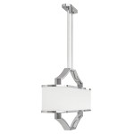 Lampa wisząca Gerdo Ovale Cromo 4-punktowa w chromowanym wykończeniu. Posiada prostokątny klosz z białego materiału, zawieszona na dwóch stalowych linkach. Elegancki, nowoczesny design, idealna do wnętrz.