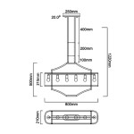 Lampa wisząca Gerdo Ovale Cromo, 4-punktowa, w chromowanej obudowie. Kształt owalny, wymiary 800 mm szerokości, 500 mm wysokości. Widoczne mocowania i miejsce na żarówki, montowana na suficie.