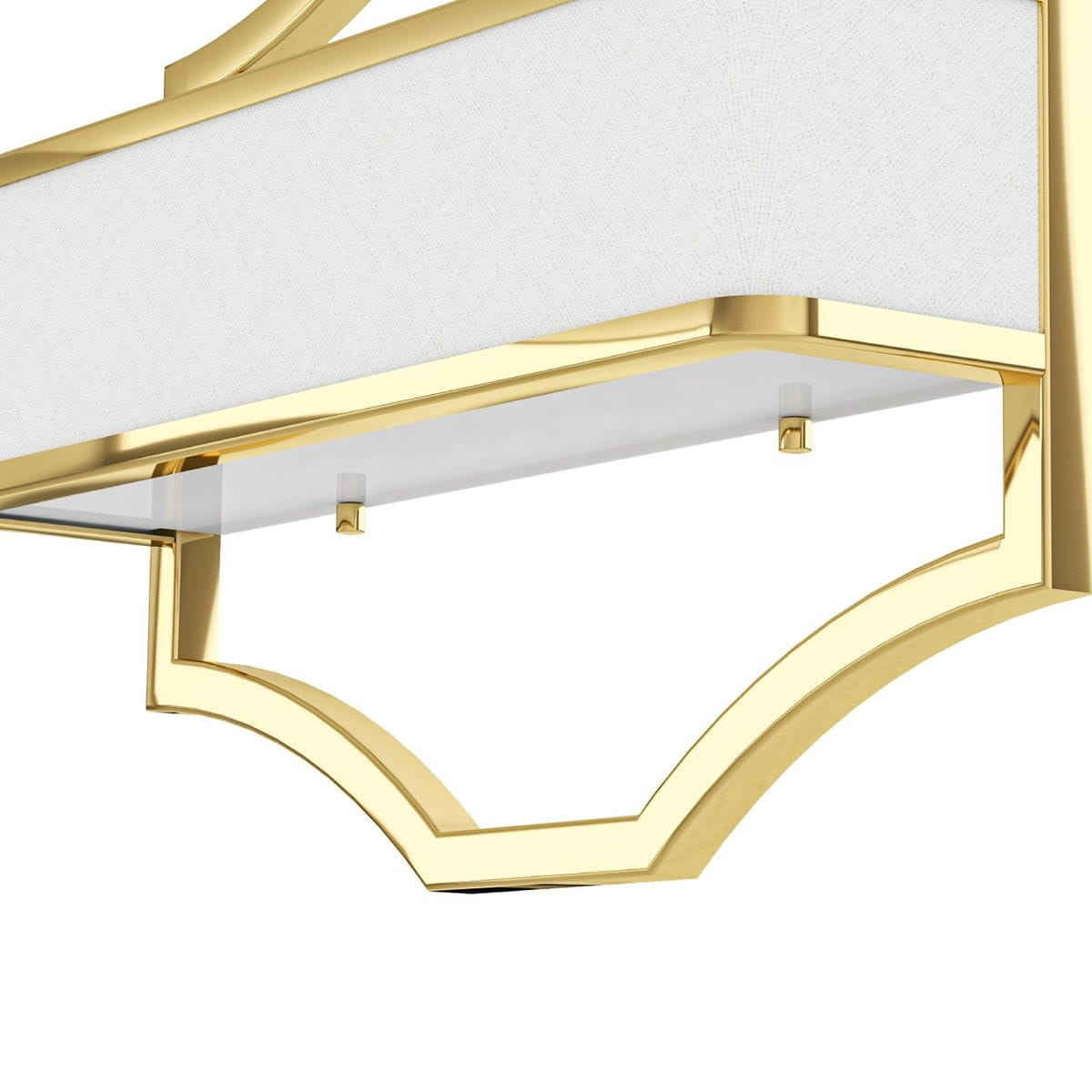 Kinkiet Gerdo Parette Gold w kolorze złotym, z białym kloszem. Widok z dołu, ukazujący dekoracyjny, zaokrąglony detal u podstawy oraz mocowanie. Stylowy design, idealny do nowoczesnych wnętrz.