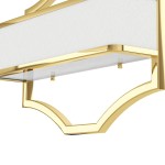 Kinkiet Gerdo Parette Gold w kolorze złotym, z białym kloszem. Widok z dołu, ukazujący dekoracyjny, zaokrąglony detal u podstawy oraz mocowanie. Stylowy design, idealny do nowoczesnych wnętrz.