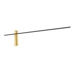 Kinkiet Bene Parette Nero/Gold z czarnym, prostokątnym ramieniem i złotym, cylindrycznym uchwytem. Lampa wisząca w minimalistycznym stylu, zamontowana poziomo, na białym tle. Idealna do nowoczesnych wnętrz.