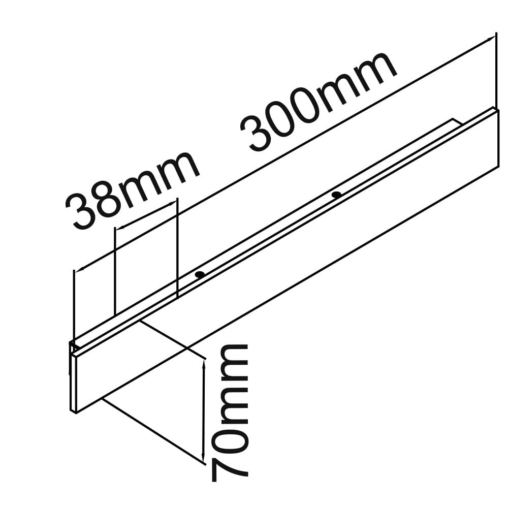Kinkiet Ante Nero 30 LED w kolorze czarnym, 1-punktowy. Wymiary: długość 300 mm, szerokość 70 mm, wysokość 38 mm. Prosty, prostokątny kształt, idealny do nowoczesnych wnętrz.