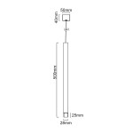 Lampa wisząca Q I Nero/Gold 50, 1-punktowa, w kolorze czarnym i złotym. Wysokość 500 mm, średnica 25 mm, z prostokątnym mocowaniem o wymiarach 50x40 mm. Prosty, nowoczesny design, idealna do różnych aranżacji wnętrz.