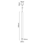 Lampa wisząca Q I Nero/Gold 60 o czarnej i złotej kolorystyce. Wysokość 600 mm, średnica 25 mm. Prosty, pionowy kształt z kwadratowym mocowaniem o wymiarach 50x40 mm. Idealna do nowoczesnych wnętrz.