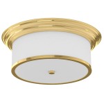 Lampa sufitowa Famburo PL Gold 38, 3-punktowa, z białym materiałem oraz złotą, błyszczącą ramą. Okrągły kształt z dekoracyjnym brzegiem, zamontowana na suficie, z centralnym przyciskiem. Idealna do nowoczesnych wnętrz.