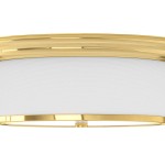 Lampa sufitowa Famburo PL Gold 38 w złotym kolorze, trójnokowa. Okrągła konstrukcja z białym abażurem, otoczona metalowym złotym wykończeniem. Widok z góry, podkreślający detale i elegancki design.
