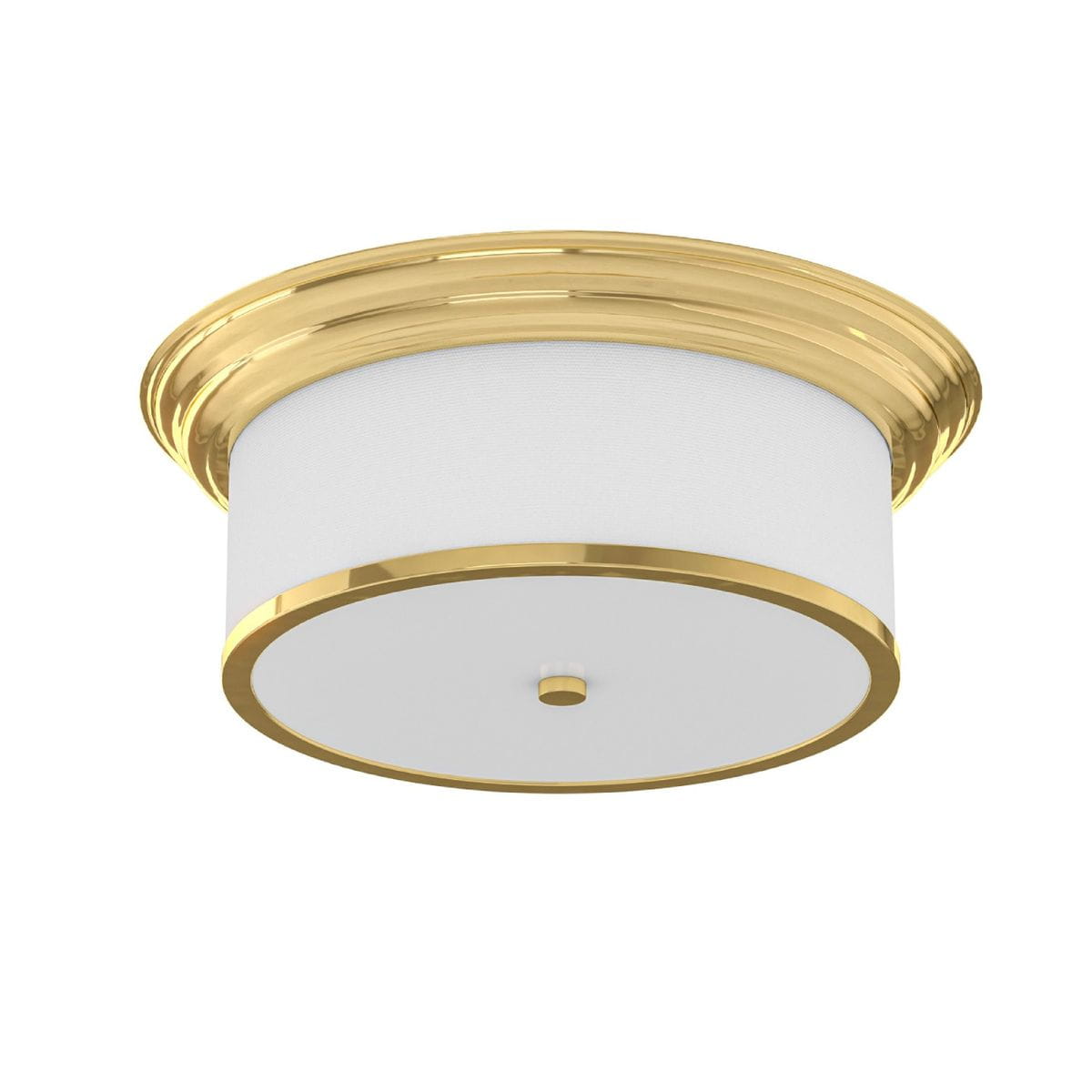 Lampa sufitowa Famburo PL Gold 38 w kolorze złotym, 3-punktowa. Okrągła, biała obudowa z metalowym wykończeniem w złocie. Zainstalowana w pozycji wiszącej, z centralnym przyciskiem. Prosta forma, idealna do nowoczesnych wnętrz.