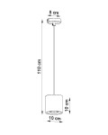 Lampa wisząca Orbis 1-punktowa w kolorze białym. Cylindryczny klosz o średnicy 10 cm i wysokości 10 cm, zawieszony na cienkim przewodzie o długości 110 cm. U góry okrągła podsufitka o średnicy 8 cm. Prosta konstrukcja, idealna do nowoczesnych wnętrz.