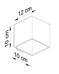 Czarny kinkiet Quad 1-punktowy o wymiarach 12 cm x 10 cm. Prosty, kwadratowy kształt, montowany na ścianie. Wykonany z materiału o matowej fakturze, idealny do nowoczesnych wnętrz.