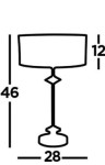 Lampa stołowa Ontario z chromowanym wykończeniem. Okrągła podstawa o średnicy 28 cm, wysoka na 46 cm, z kloszem o wysokości 12 cm, w prostym, nowoczesnym designie.