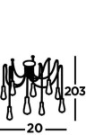 Czarna lampa wisząca Squiggle z 9 punktami świetlnymi. Zawieszenie o wysokości 203 cm i średnicy 20 cm. Kształt z falującymi przewodami, idealna do nowoczesnych wnętrz.