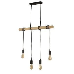 Woody lampa wisząca 4-punktowa jasne drewno/czarna 95041-4BR