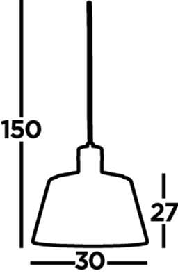 Czarna lampa wisząca Bird Cage, 1-punktowa, o średnicy 30 cm i wysokości 27 cm. Prosty kształt klosza z metalowym wykończeniem, zawieszona na cienkim kablu o długości 150 cm.